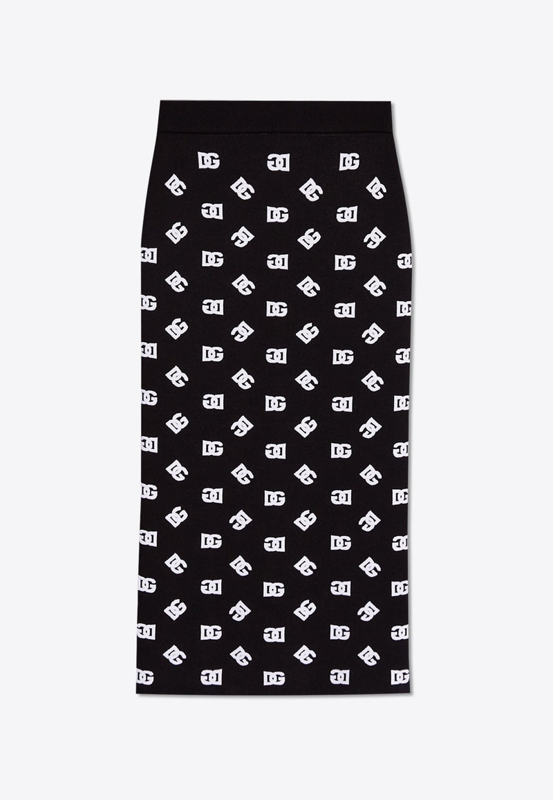 DG Logo Jacquard Midi Pencil Skirt