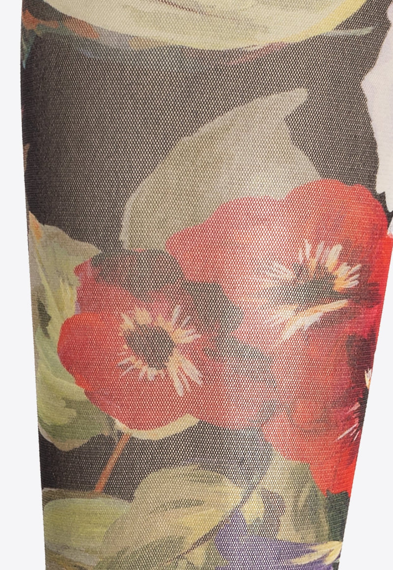 Rose Garden Print Tulle Tights