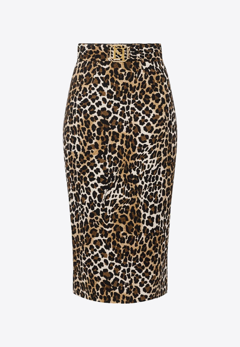 Leopard Print Midi Pencil Skirt