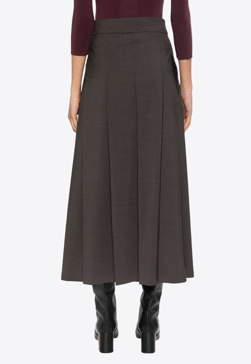 Lille Wool-Blend Pleated Midi Skirt