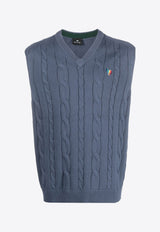 Logo Embroidered Cable-Knit Sweater Vest