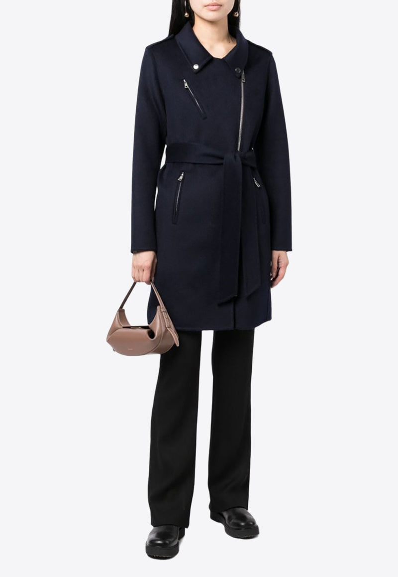 Leak Off-Center Zip-Up Wool Coat