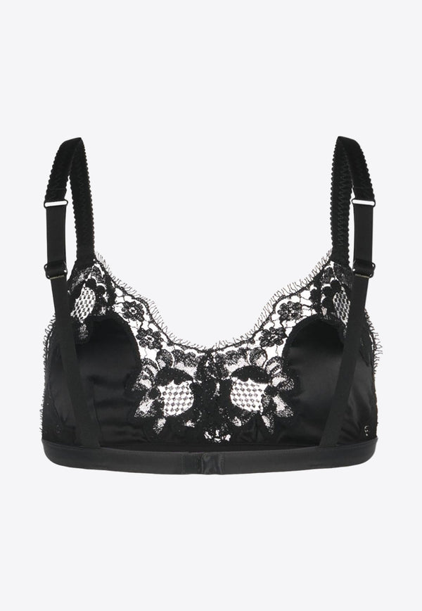 Lace-Trimmed Silk Bra