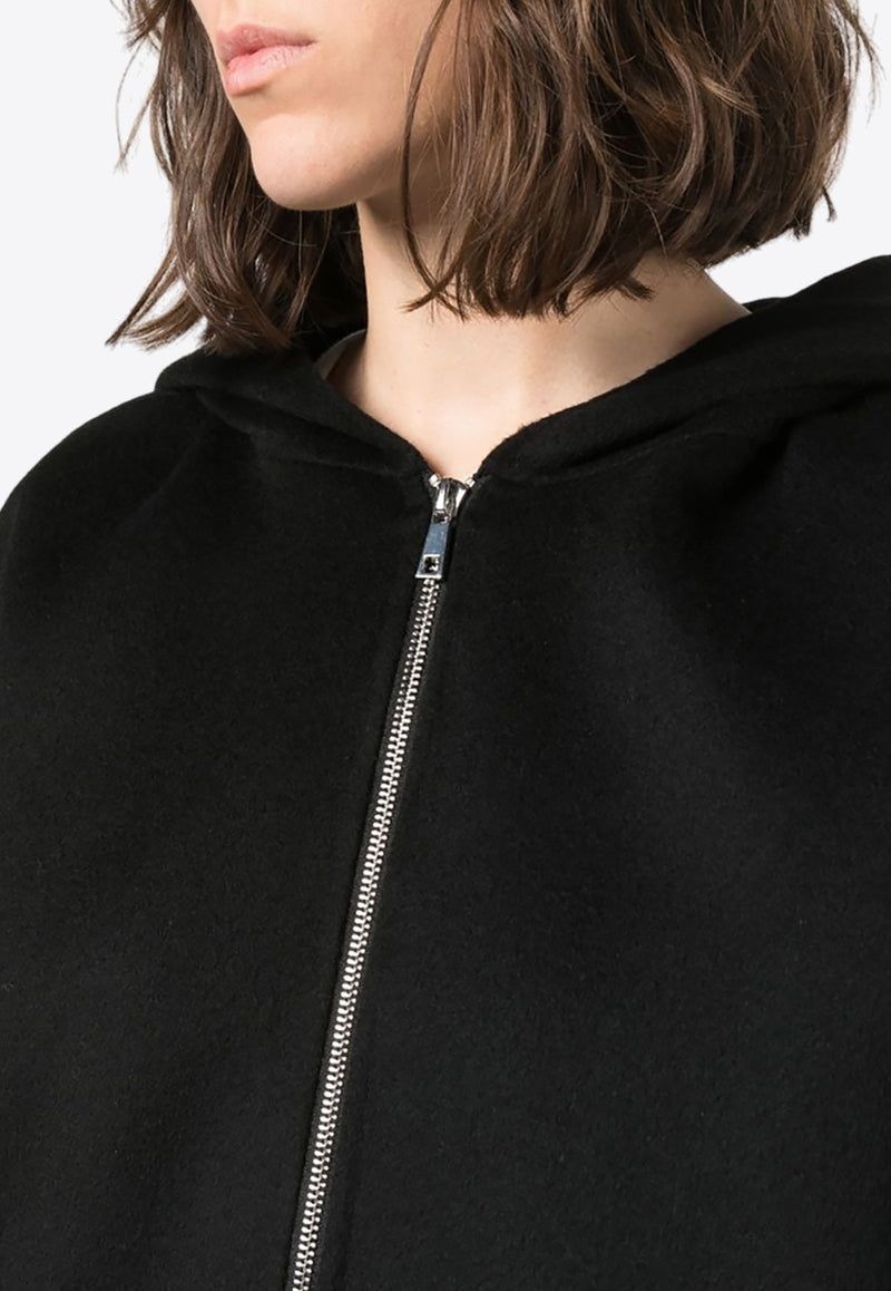 Zip-Up Hooded Wool Jacket