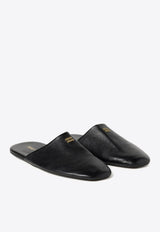 Embossed Logo Leather Slippers