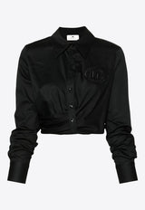 Logo Embroidered Cropped Shirt