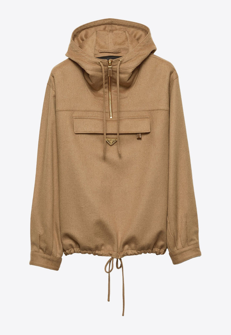 Camel Hair Drawstring Sweatshirt