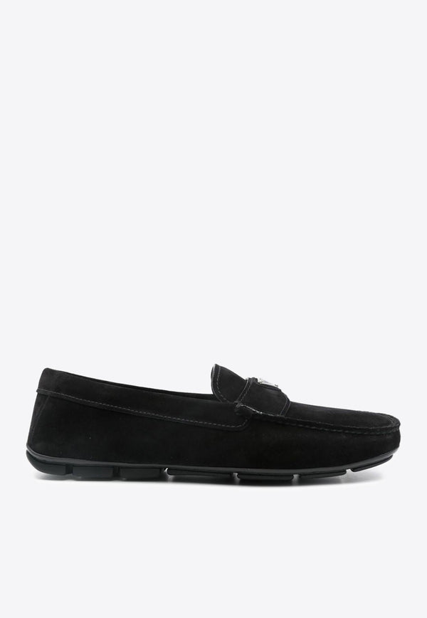 Triangle Logo Suede Loafers