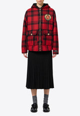 Logo Patch Tartan Check Padded Jacket