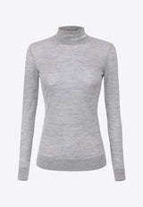 Semi-Sheer Turtleneck Wool Sweater