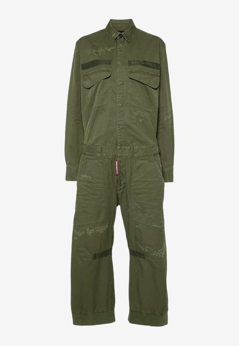 Overdyed Military Distressed Jumpsuit