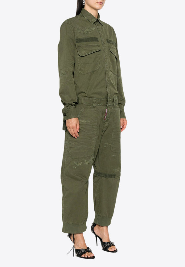 Overdyed Military Distressed Jumpsuit