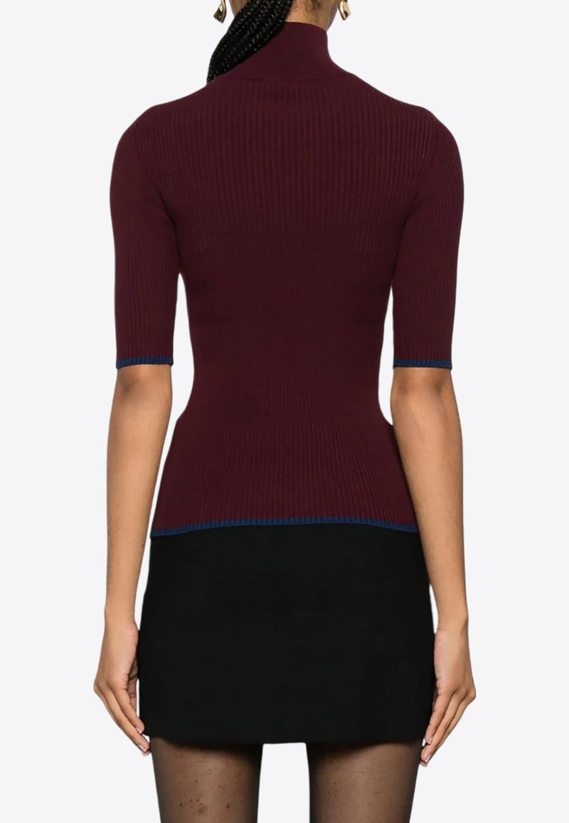 Turtleneck Rib Knit Top