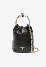 Mini Logo Plaque Leather Bucket Bag