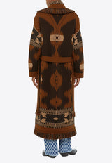 Icon Jacquard Fringed Long Coat