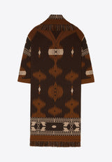 Icon Jacquard Fringed Long Coat