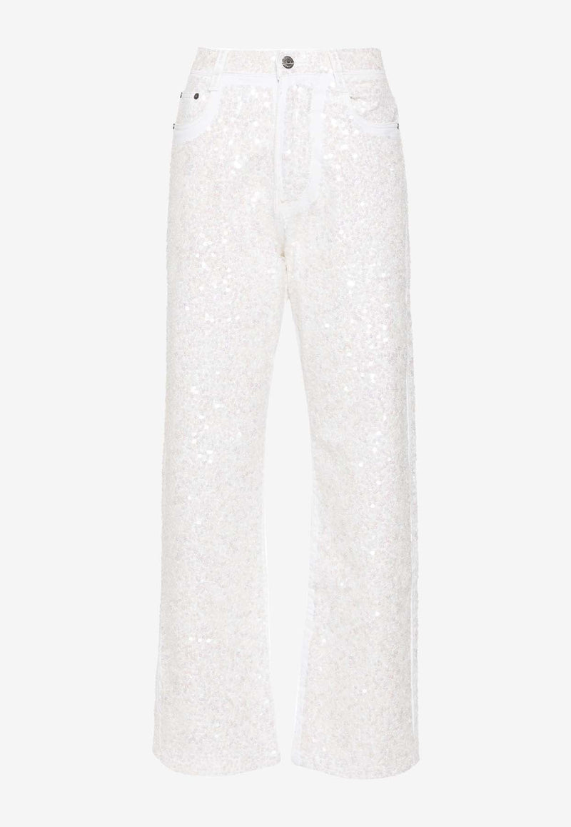 Guff Sequined Straight Jeans