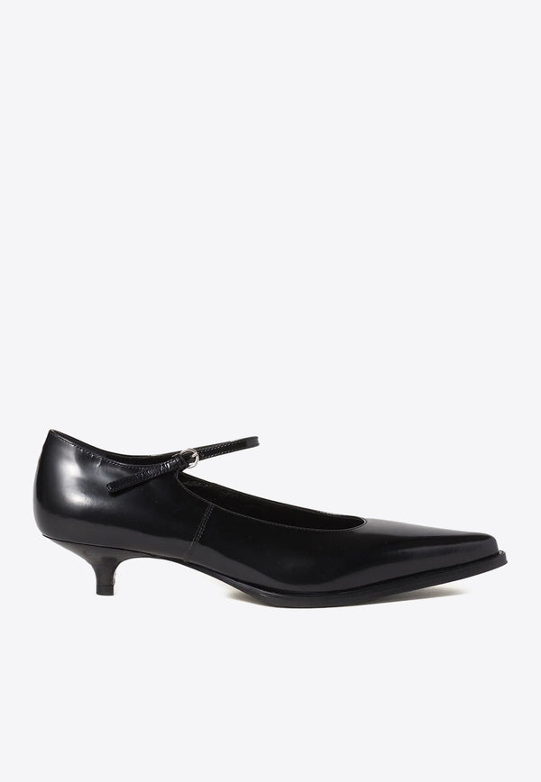 35 Mary-Jane Pumps in Brushed Leather