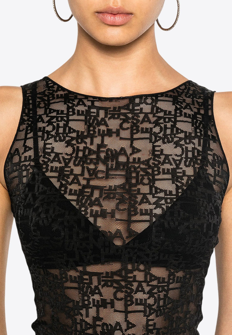 Jacquard Logo Sheer Bodysuit