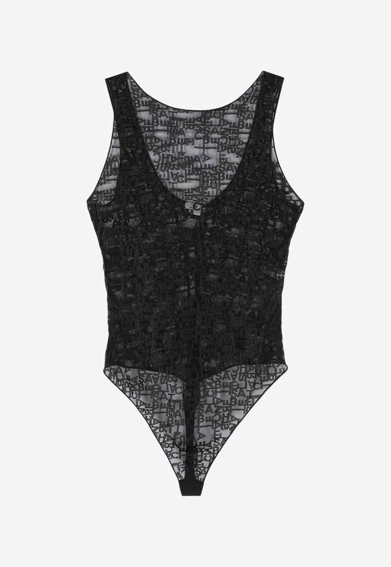 Jacquard Logo Sheer Bodysuit