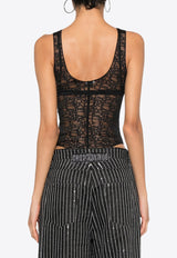 Jacquard Logo Sheer Bodysuit