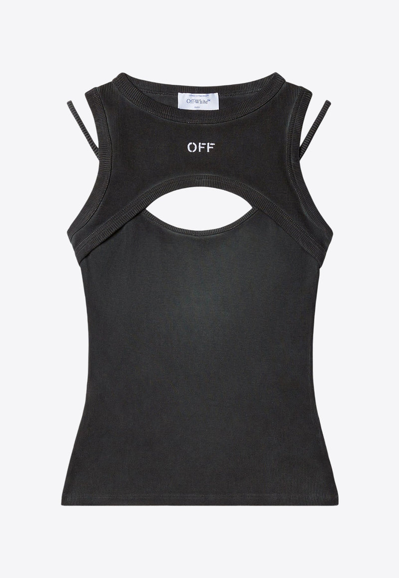 Off Stamp Rib Knit Cut-Out Top