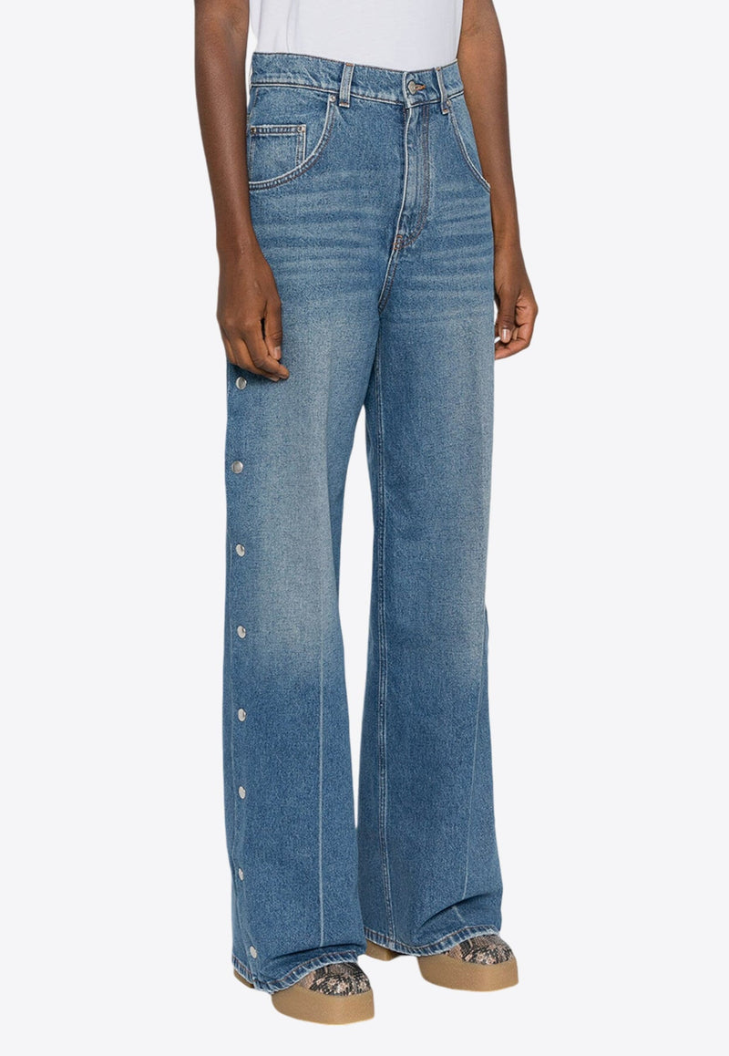 Snap Stud-Embellished Jeans