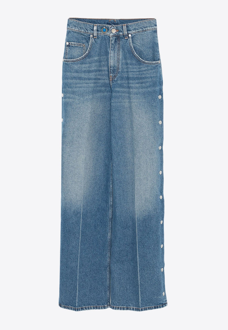 Snap Stud-Embellished Jeans