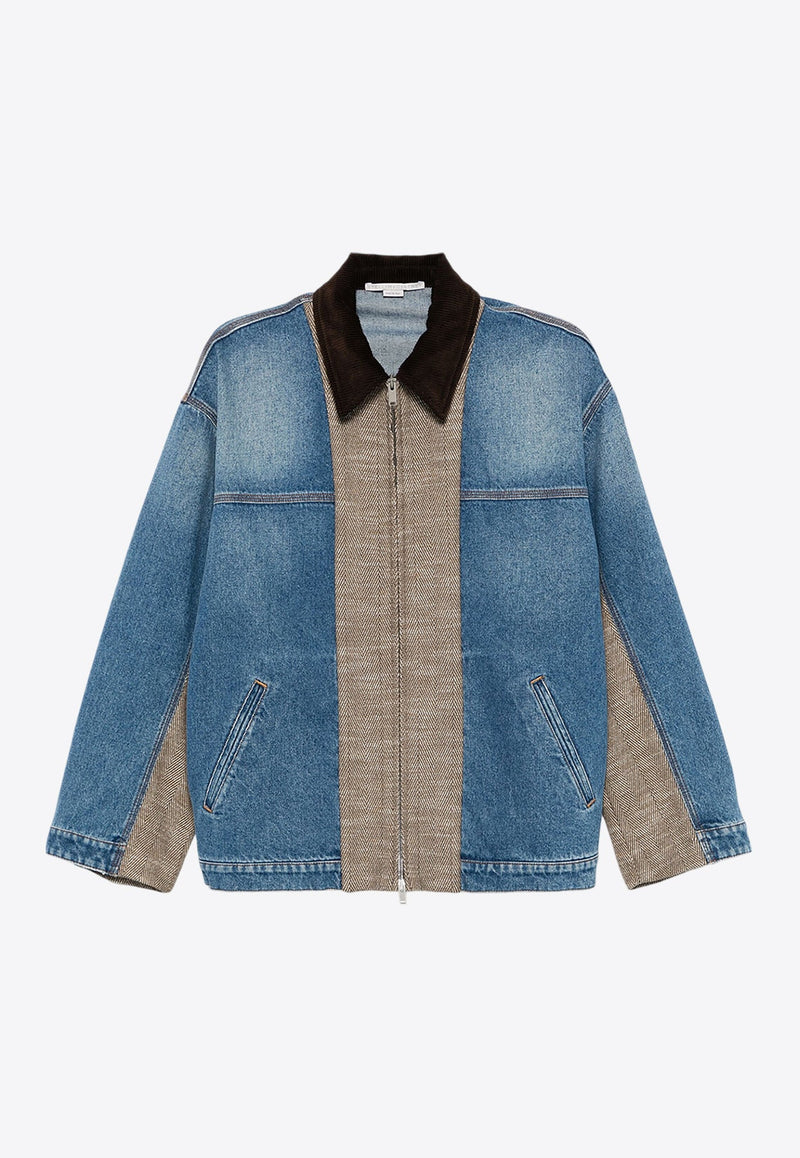 Tweed Paneled Denim Jacket