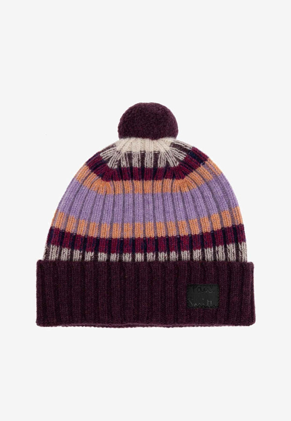 Intarsia Knit Ribbed Knit Beanie