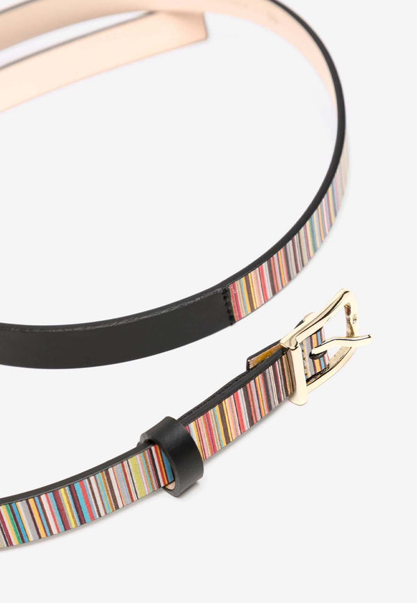 Striped Leather Belt