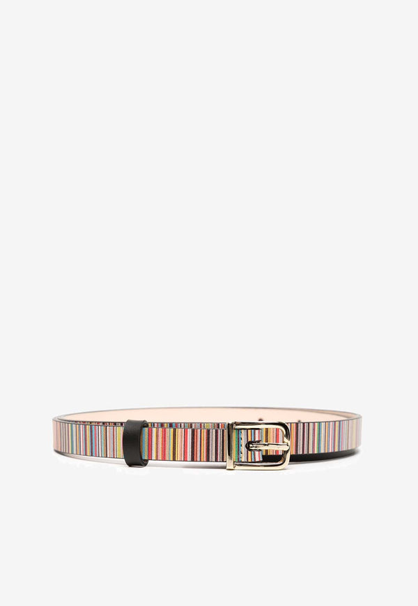 Striped Leather Belt