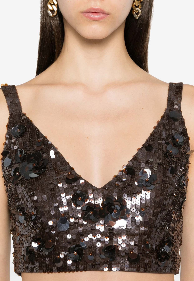 Glow Sequined Cropped Top