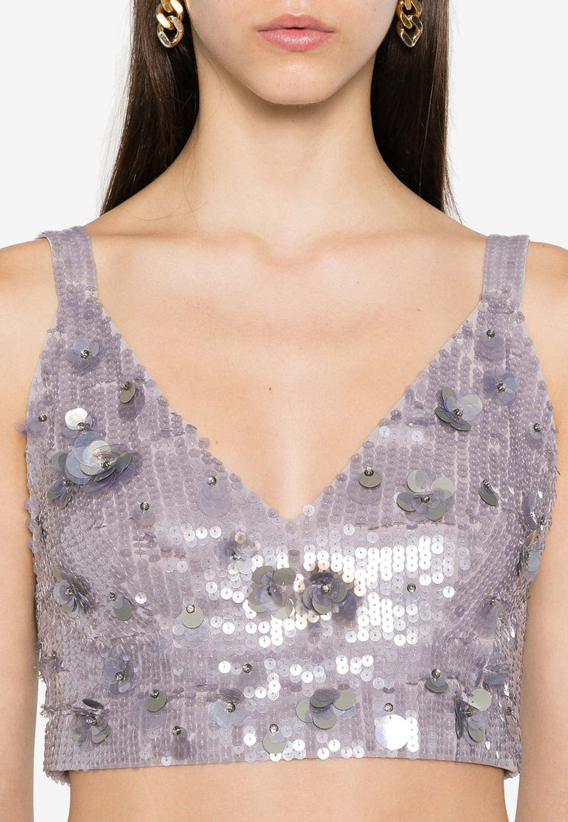 Glow Sequined Cropped Top