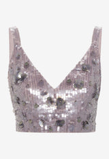 Glow Sequined Cropped Top