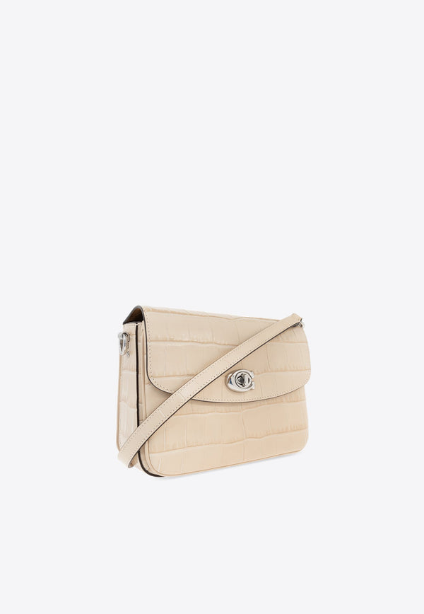 Cassie 19 Croc-Embossed Leather Crossbody Bag