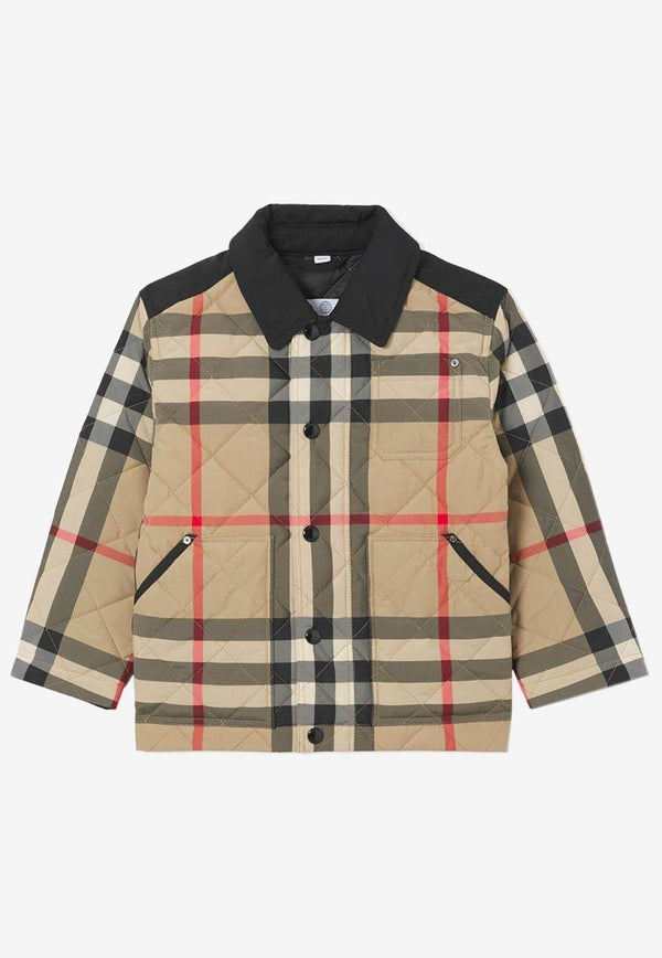 Boys Check-Print Buttoned Jacket
