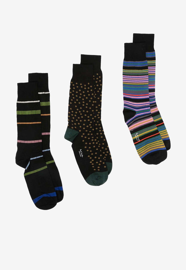 Mid-Calf Patterned Socks - Set of 3