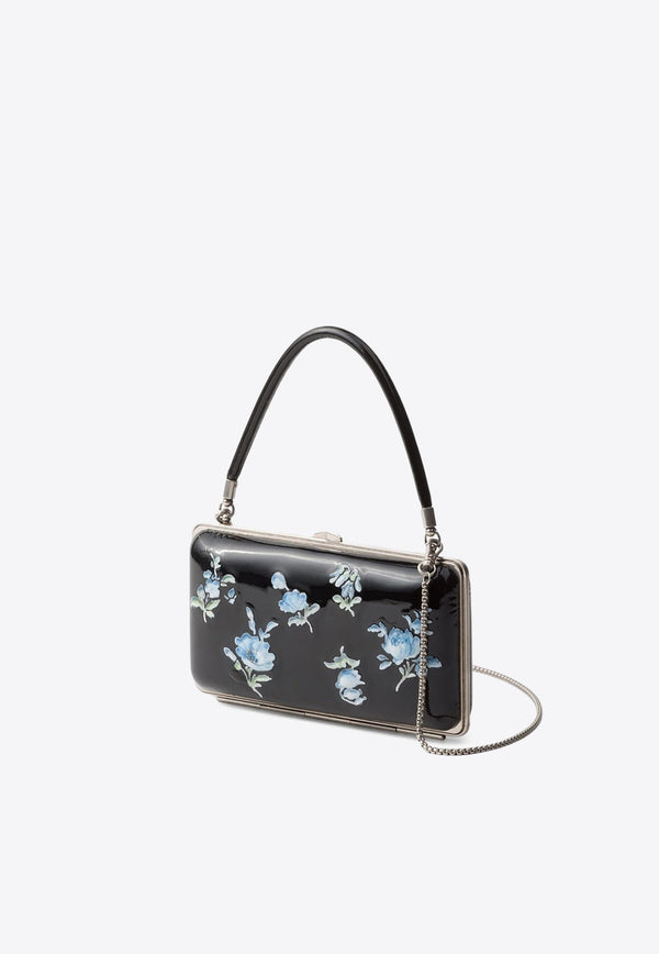 Floral Print Patent Leather Clutch