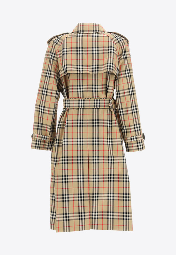 Double-Breasted Checked Trench Coat