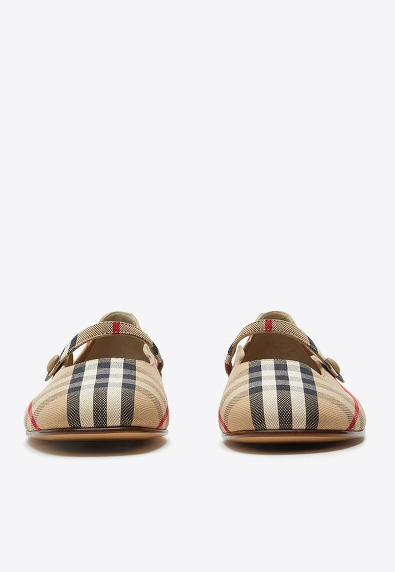 Girls Vintage Check Ballerina Mary Jane Flats