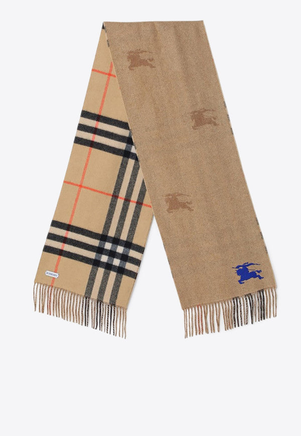 Reversible Check Pattern Cashmere Scarf