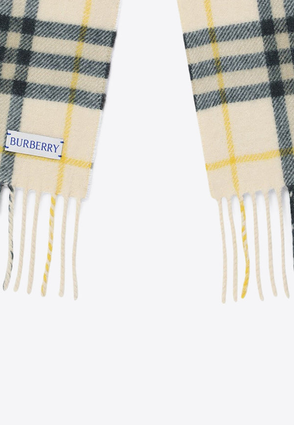 Narrow Check Pattern Cashmere Scarf