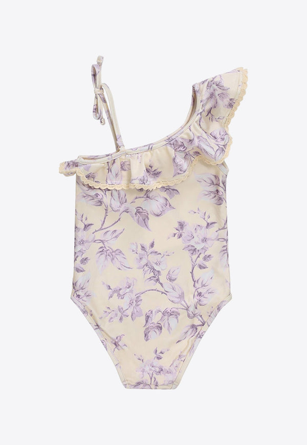 Girls Halliday Trim Frill Floral One-Piece Swimsuit
