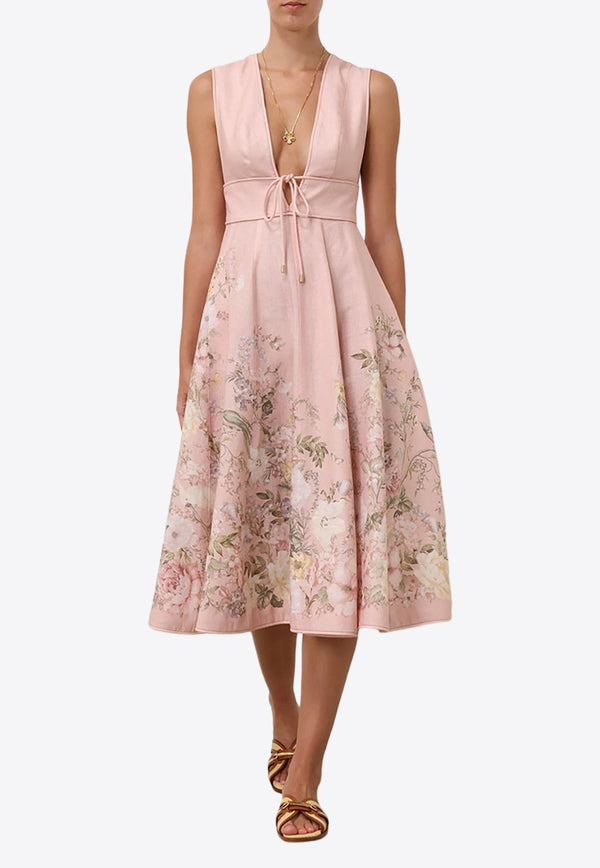 Waverly Plunge Floral Midi Dress