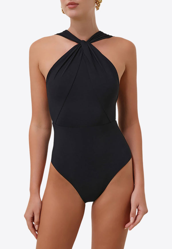 Ottie High-Neck Draped One-Piece Swimsuit