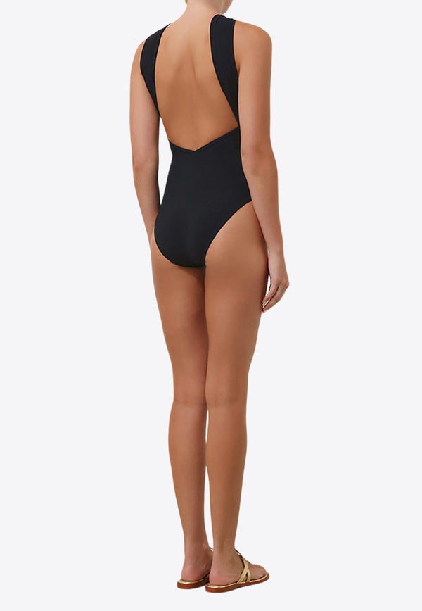 Ottie High-Neck Draped One-Piece Swimsuit