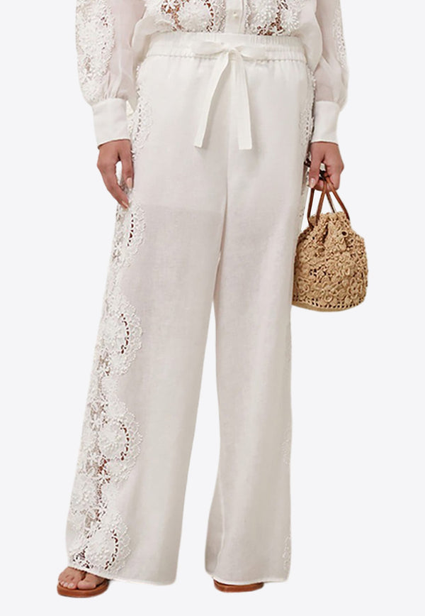 Halliday High-Waist Floral Lace Pants