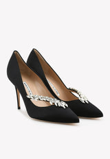 Nadira 90 Satin Crystal-Embellished Satin Pumps