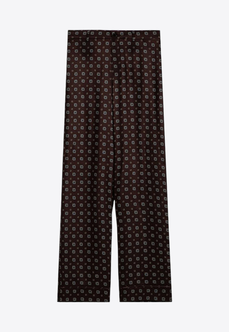 Geometric Print Silk Pants